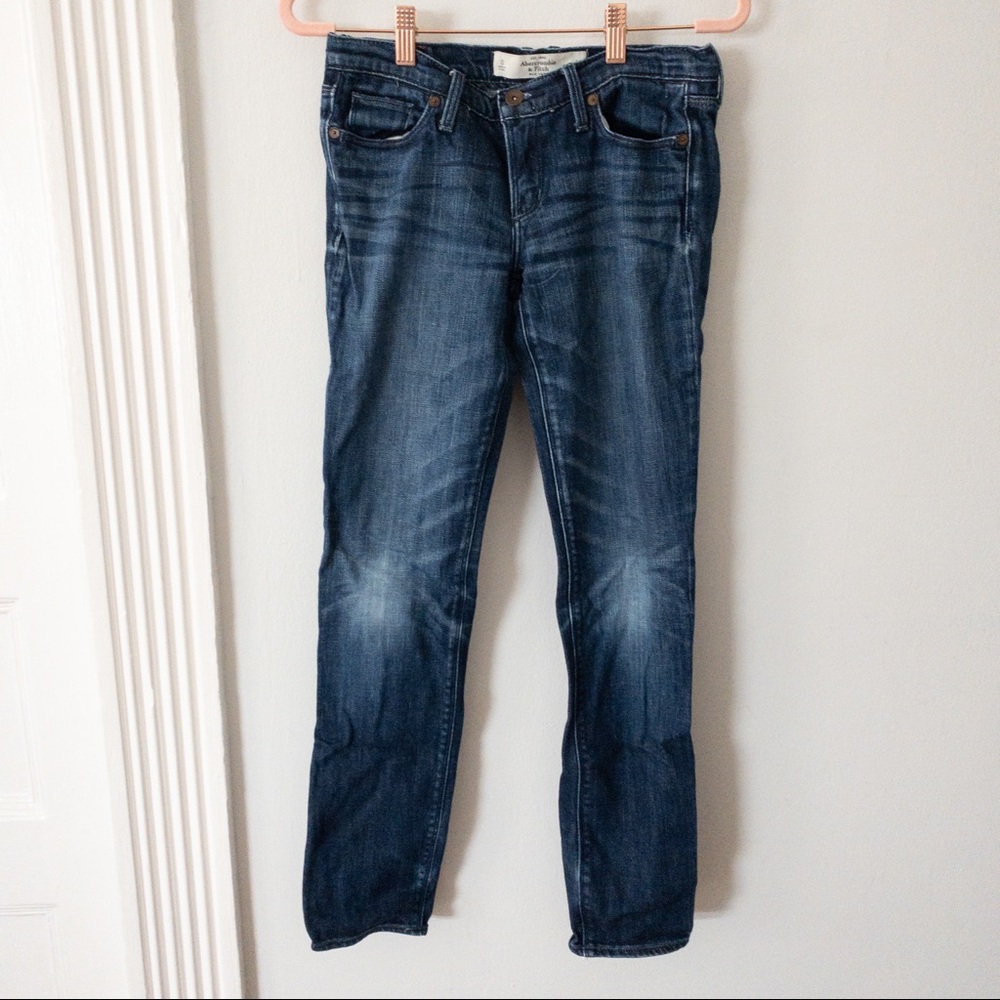 Abercrombie & Fitch perfect stretch straight leg jeans dark denim size 0 25 25W